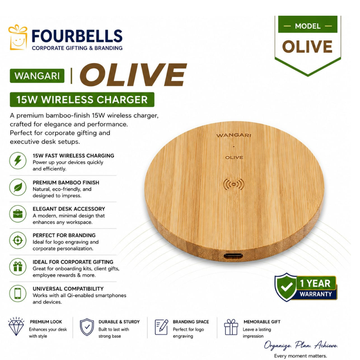 Bamboo Wireless Charger  Premium Wooden Fast Wireless Charging Pad  Customized Corporate Gift