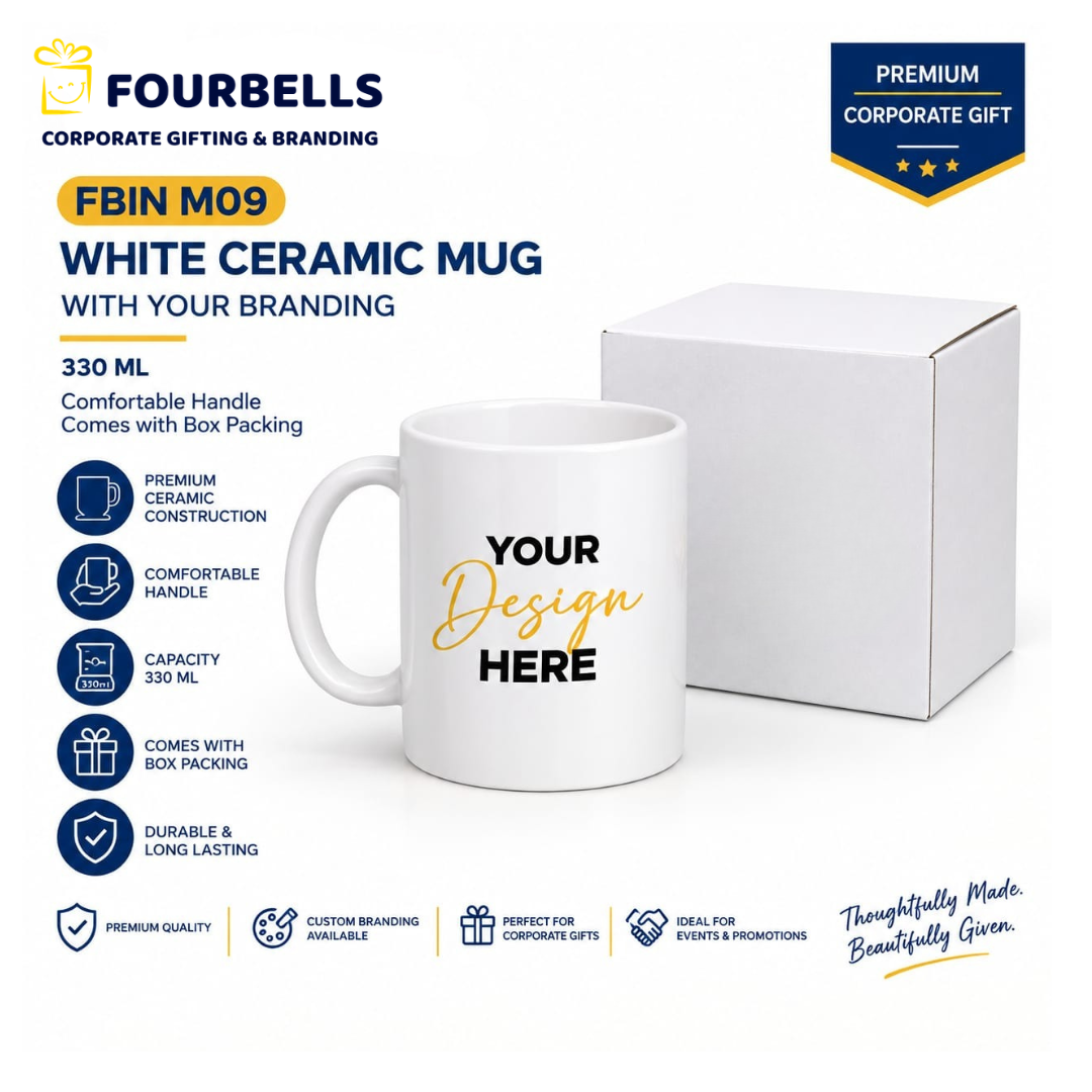Customized Corporate Coffee Mug 325 ML White Ceramic Mug with Logo Printing Personalized Office