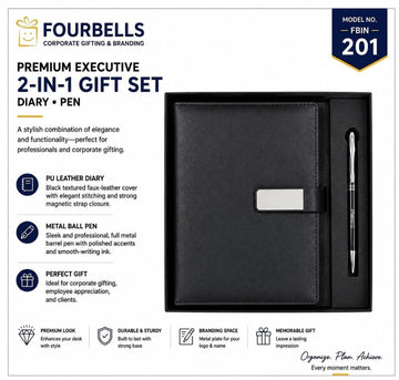 2 in 1 Diary & Metal Pen Gift Set  Customized Corporate Gifts Employee gift