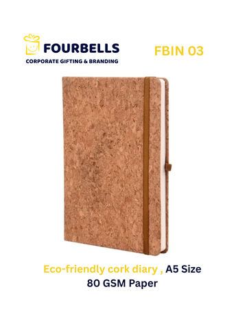 Eco-Friendly Cork Executive Office Diary | Custom Logo A5 Notebook for Corporate Branding & Gifting | Fourbells