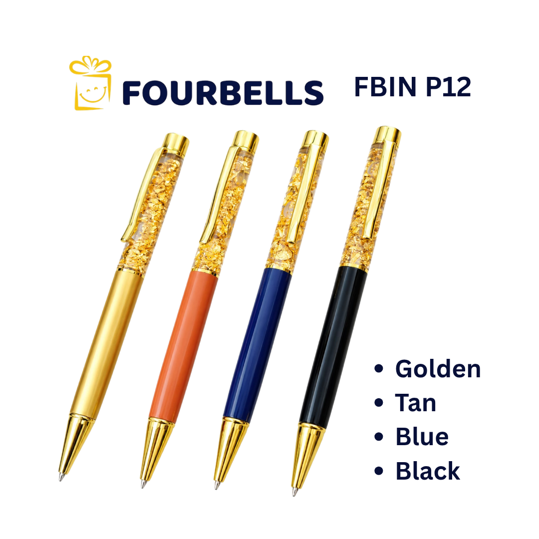 Golden Flake Metal Ball Pen, Customized Brand and Logo/Name Engraving