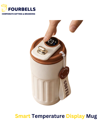 Smart Coffee Mug with LED Temperature Display | Vacuum Insulated Stainless Steel Mug | Custom Logo Corporate Gift | Fourbells