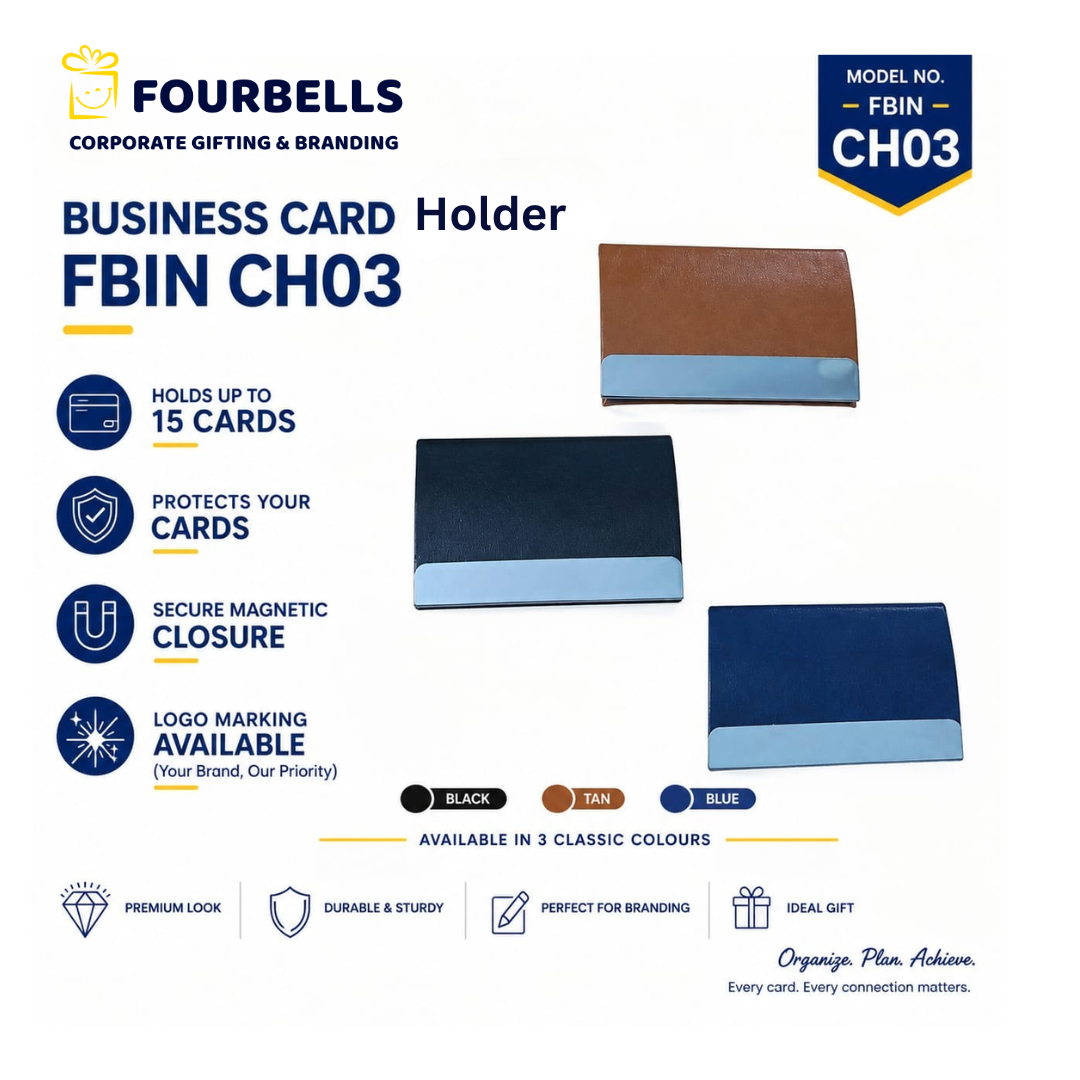 Customized PU Leather Business Card Holder with Metal Steel Strap Card Holder