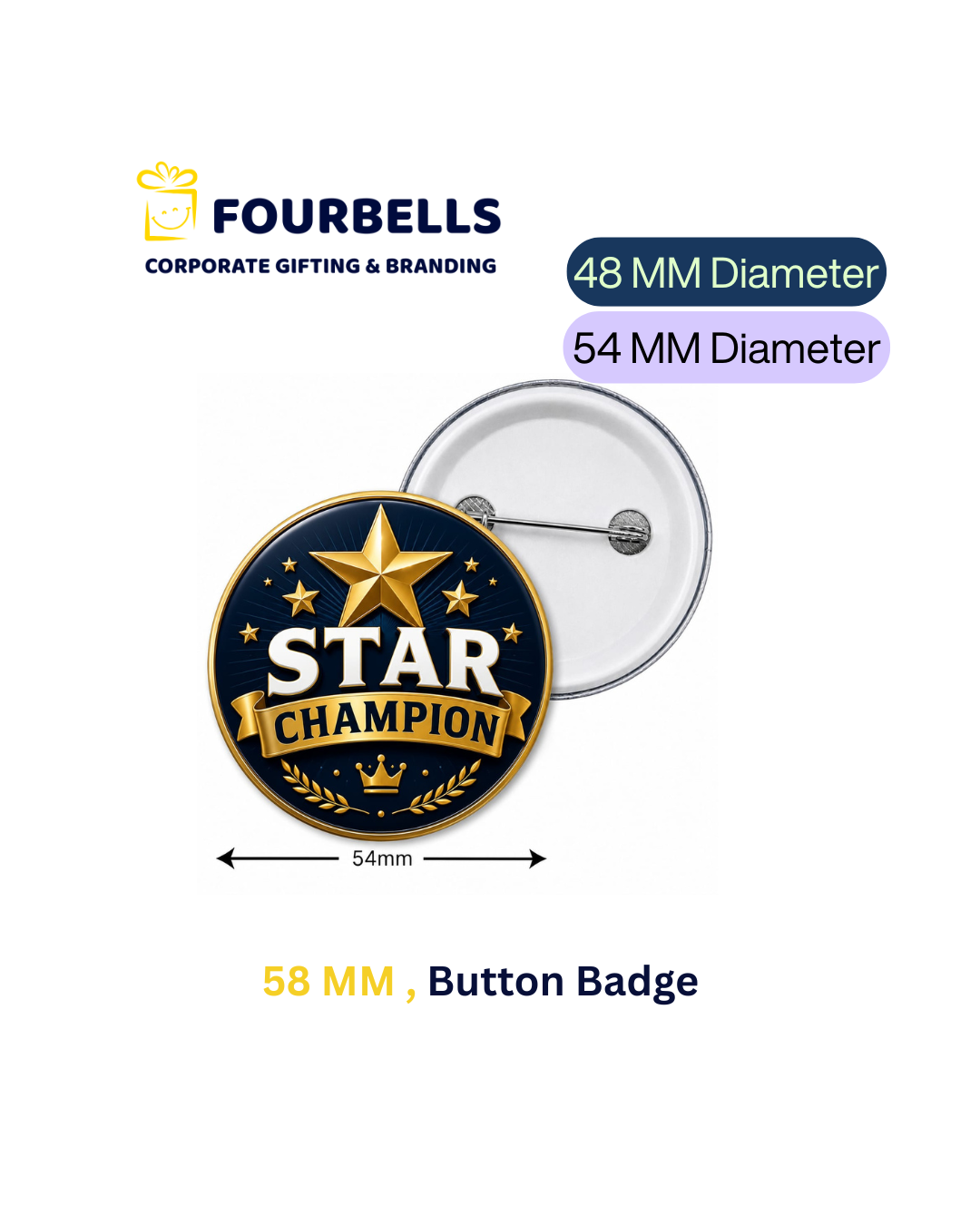 Custom Round Button Badges 48mm & 54mm | Fourbells Corporate Gifts