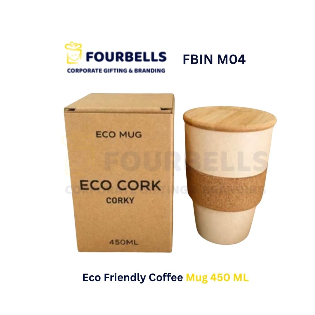 ECO Cork 450 ML Eco-Friendly  Coffee Mug with Bamboo Lid Spill-Proof Reusable Travel Mu