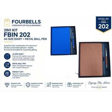 Customized 2-in-1 Corporate Gift Set with Matte Finish Diary Metal Ball Pen Employee Client Gift