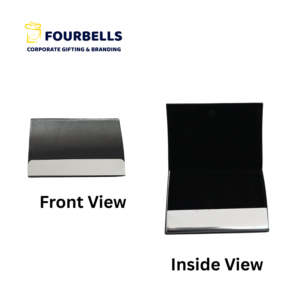 Customized PU Leather Business Card Holder with Metal Steel Strap Card Holder