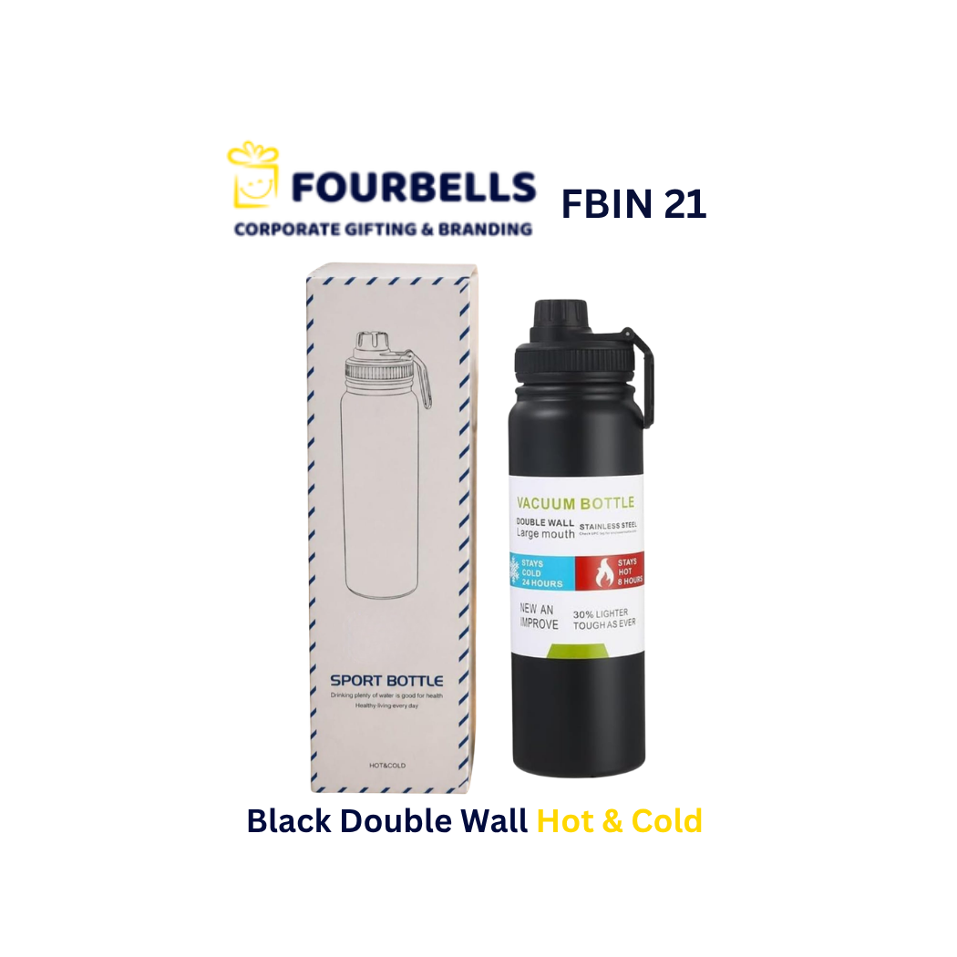 Vacuum Insulated Steel Water Bottle BLACK Model FBIN 21 by FOURBELLS