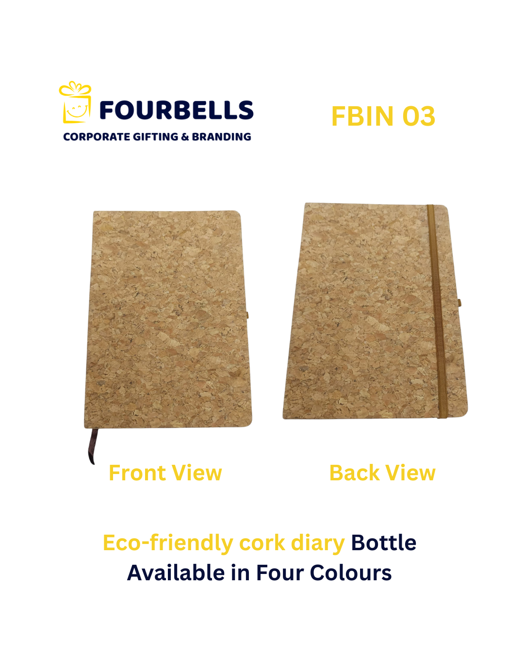 Eco-Friendly Cork Executive Office Diary | Custom Logo A5 Notebook for Corporate Branding & Gifting | Fourbells