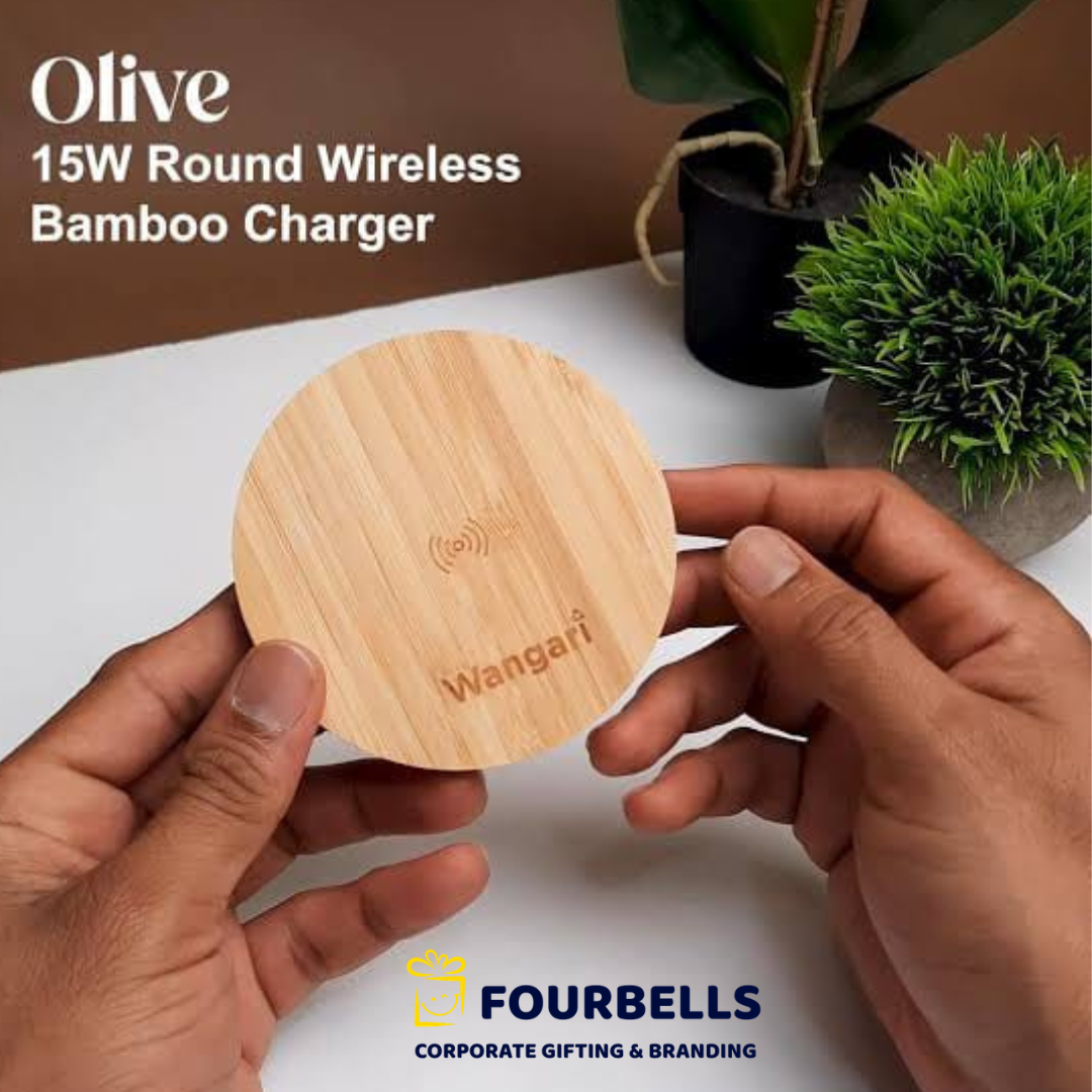 Bamboo Wireless Charger  Premium Wooden Fast Wireless Charging Pad  Customized Corporate Gift