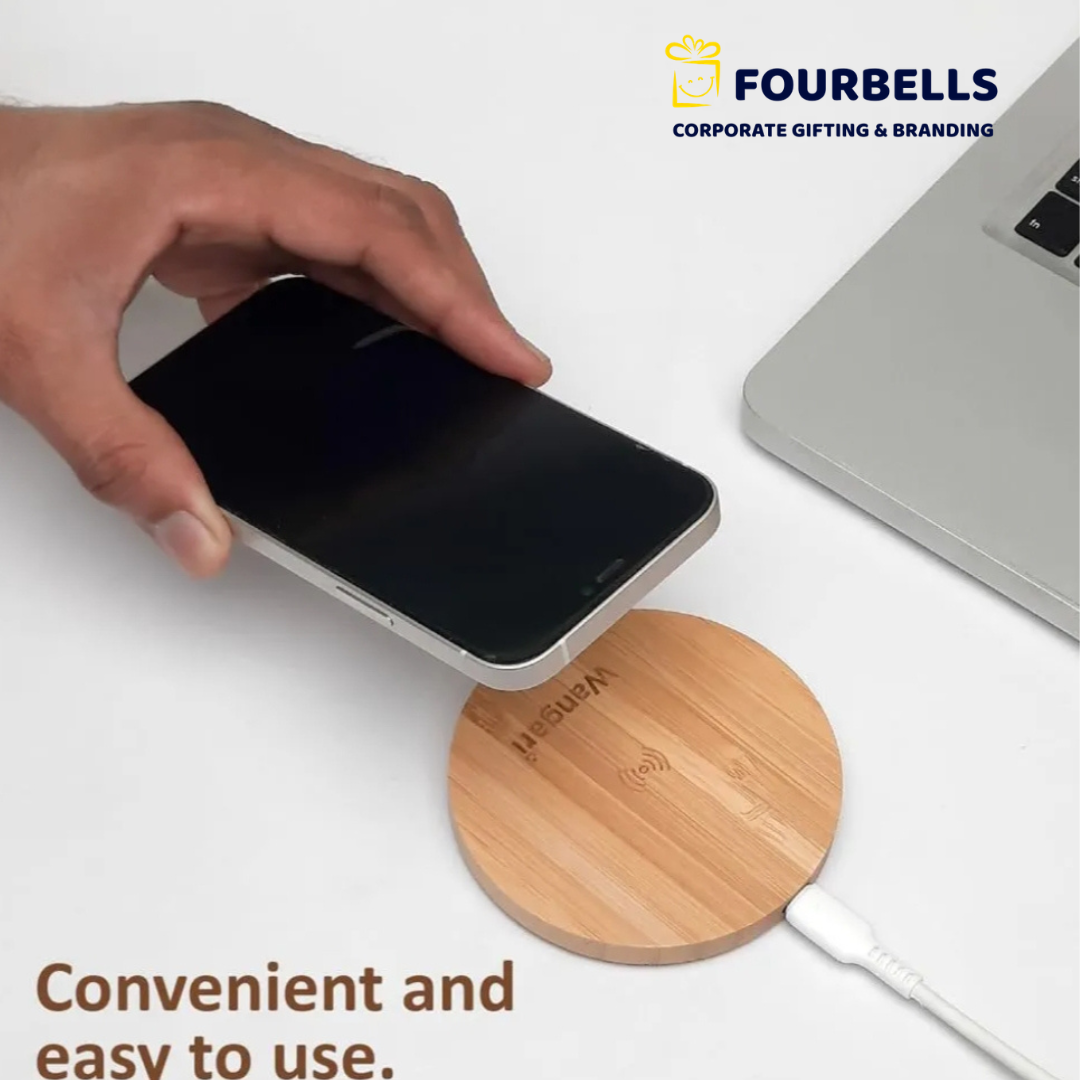 Bamboo Wireless Charger  Premium Wooden Fast Wireless Charging Pad  Customized Corporate Gift
