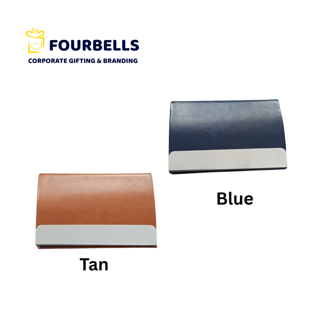 Customized PU Leather Business Card Holder with Metal Steel Strap Card Holder