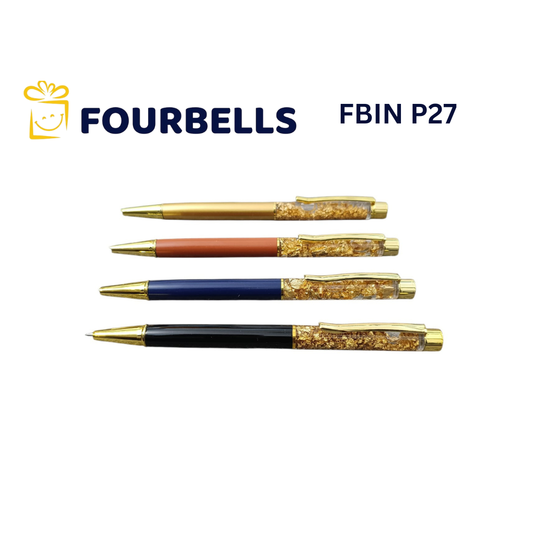 Golden Flake Metal Ball Pen, Customized Brand and Logo/Name Engraving