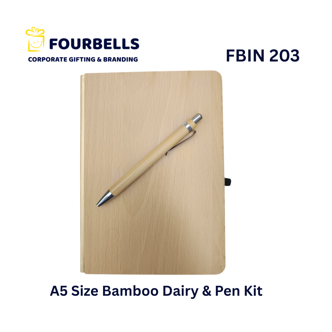 2IN1 Giftset Bamboo A5 Diary and Pen Gift Set with Premium Box