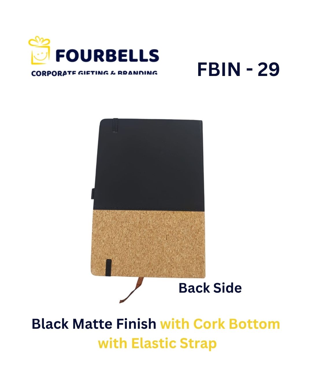 Eco-Friendly Cork Diary with Matte Finish Cover | A5 Premium Notebook | Custom Logo Corporate Gift | Fourbells