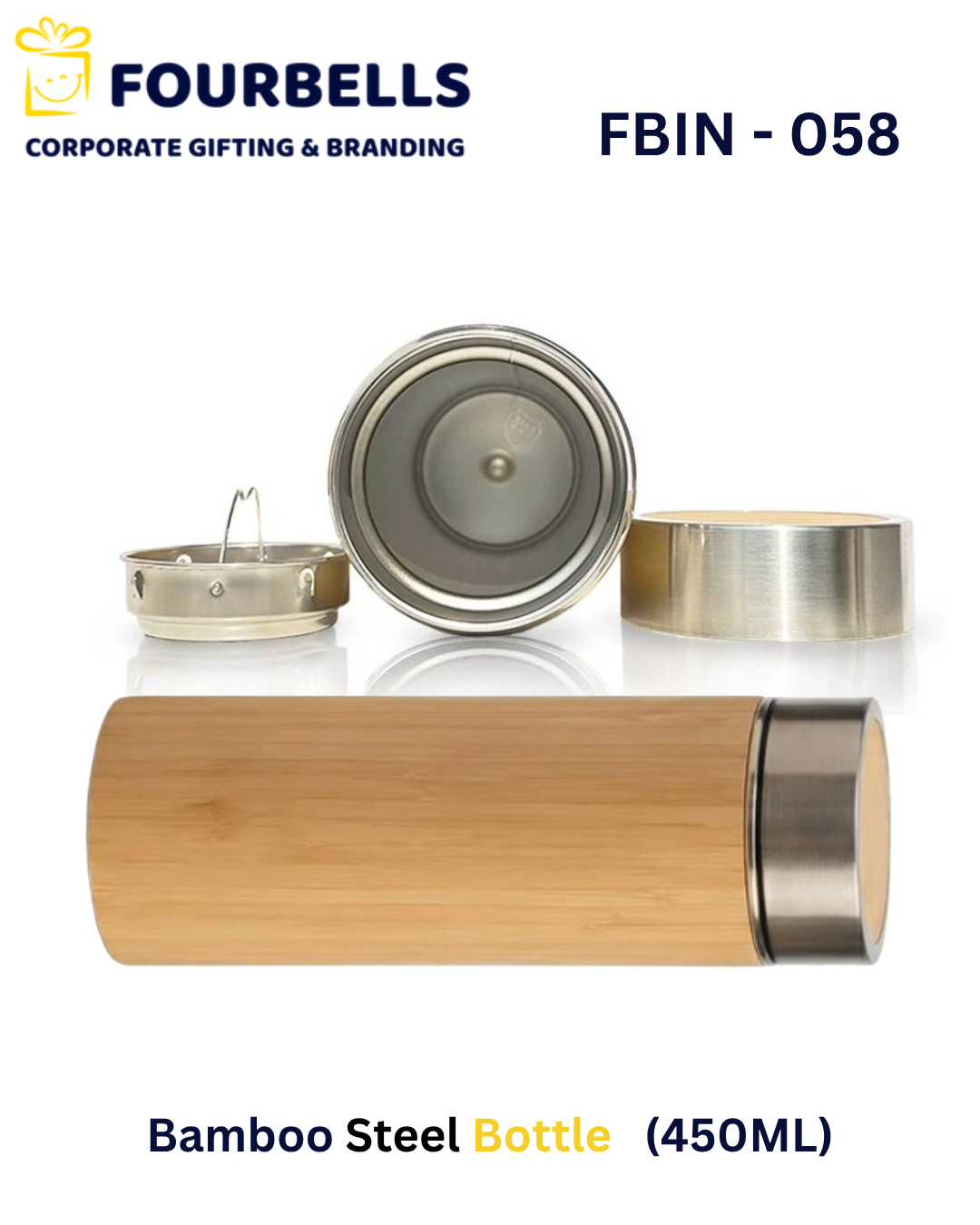 Bamboo Stainless Steel Bottle 450ml