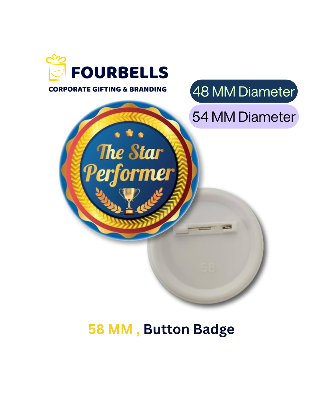 Custom Round Button Badges 48mm & 54mm | Fourbells Corporate Gifts