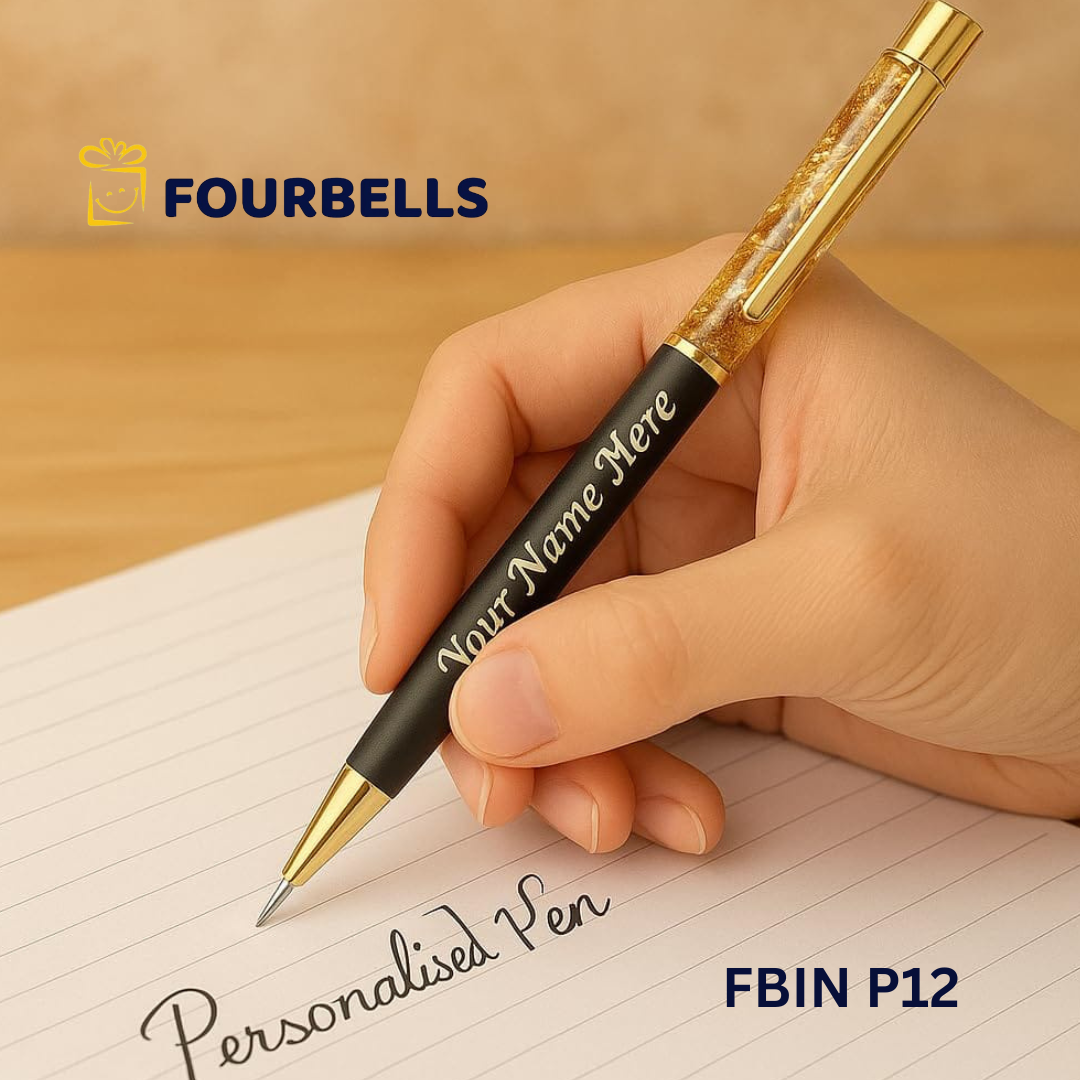 Golden Flake Metal Ball Pen, Customized Brand and Logo/Name Engraving