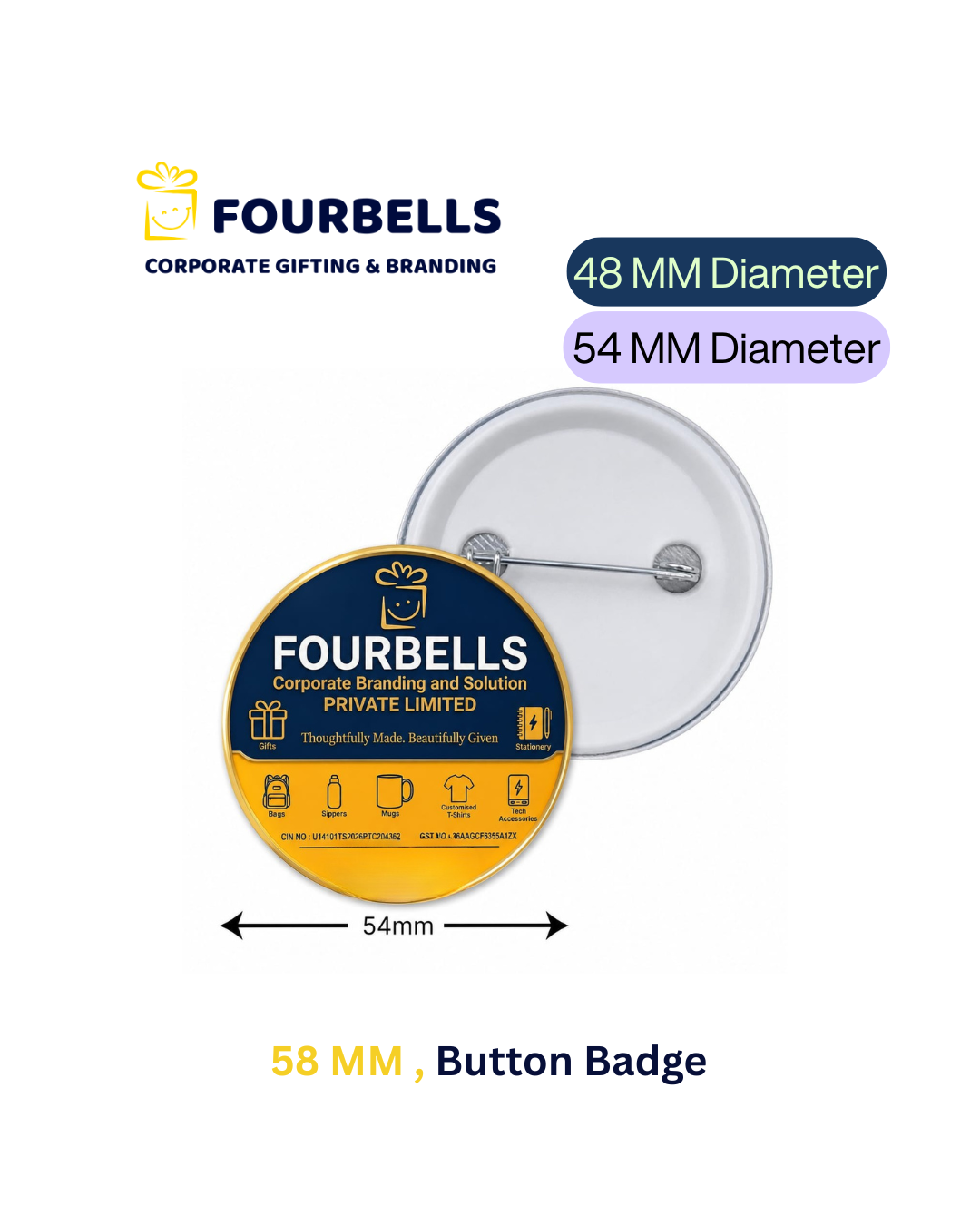 Custom Round Button Badges 48mm & 54mm | Fourbells Corporate Gifts