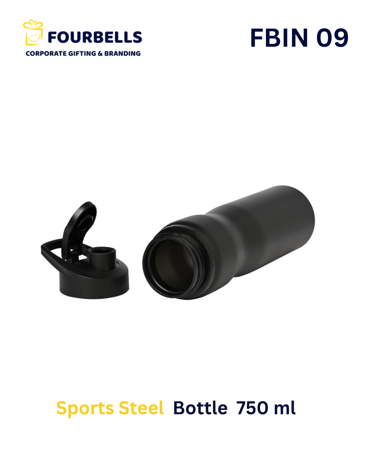 Fourbells Stainless Steel Sports Water Bottle Leakproof for Office and Travel