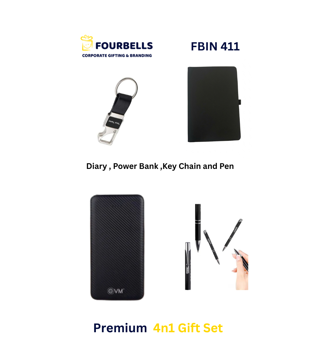 Premium 4-in-1 Executive Corporate Gift Set with Power Bank /Customized Branding Available